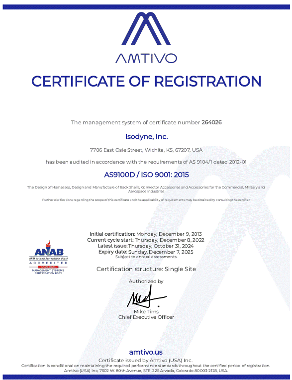 Isodyne As9100d Certification